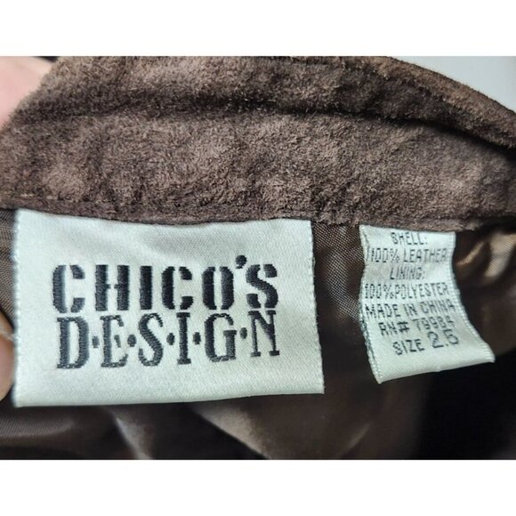 Chico's Suede Brown 100% Leather Women's Pants Size 25 Seam Detailing - Picture 10 of 14